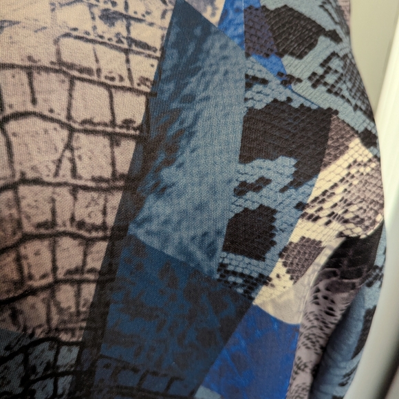 ABS Allen Schwartz Blue and Black Patterned Dress - Picture 3 of 4